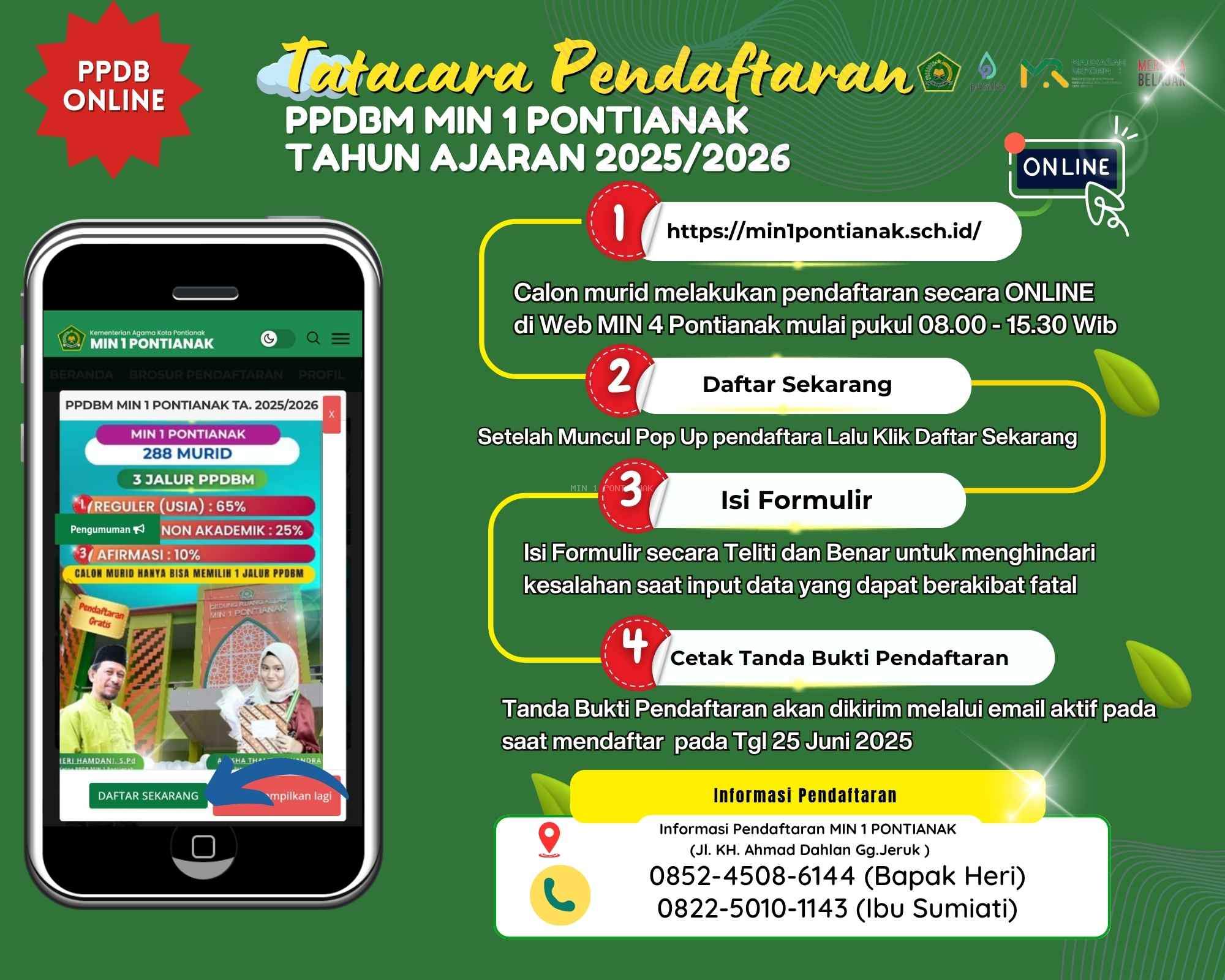 TATA CARA PENDAFTARAN PPDBM MIN 4 PONTIANAK TA. 2025/2026